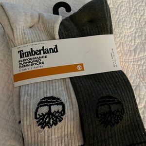 Timberland Performance Cushioned Crew Socks - White and Dark Gray